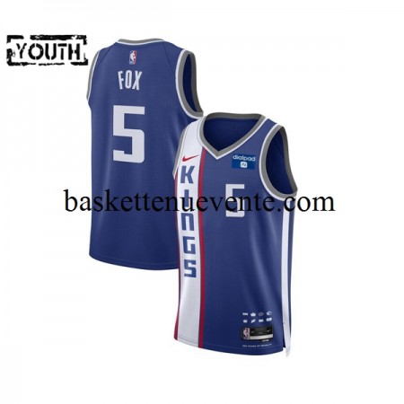 Maillot Basket Sacramento Kings De Aaron Fox 5 2023-2024 Nike City Edition Bleu Swingman - Enfant